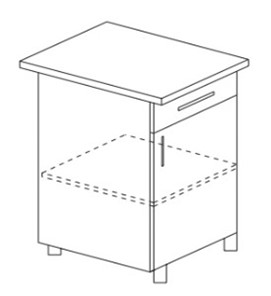 Напольный шкаф однодверный с ящиком Гармония Б8 МДФ премиум, глянец, металик в Краснотурьинске