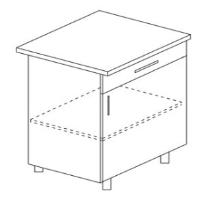 Напольный шкаф однодверный с ящиком Гармония Б9 МДФ премиум, глянец, металик без столешницы в Ревде