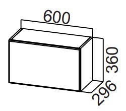 Настенный шкаф на кухню Стайл, ШГ600/360 горизонтальный, МДФ в Ирбите