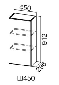 Навесной шкаф Модус, Ш450/912, фасад "галифакс табак" в Кушве