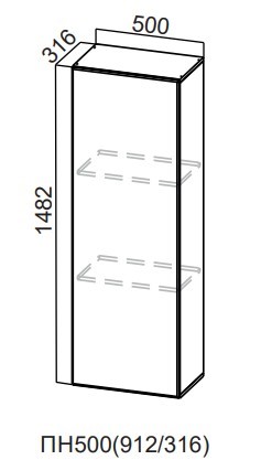 Шкаф-пенал навесной Модерн New, ПН500(912/316), МДФ в Кушве - изображение