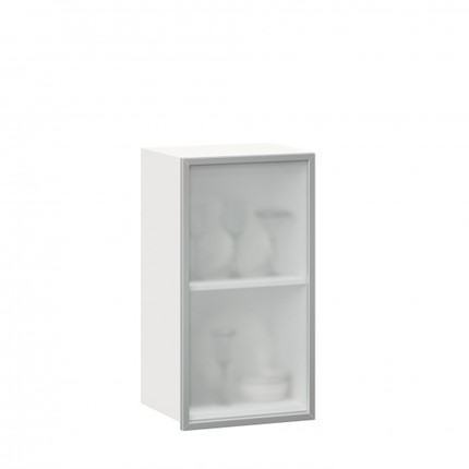 Шкаф кухонный 400 Шервуд, со стеклом правый ЛД 281.322.000.111, белый в Екатеринбурге - изображение