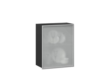 Шкаф на кухню 600, Шервуд, со стеклом правый ЛД 281.352.000.028, серый/черный в Кушве