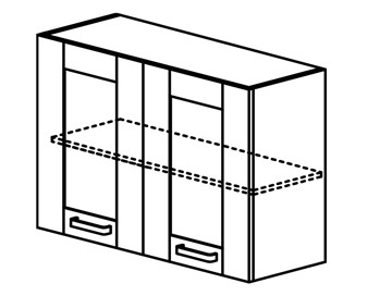 Кухонный шкаф Квадро настенный двухдверный с полкой со вставкой из стекла 718*600*320мм в Богдановиче
