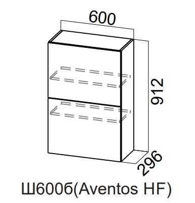 Навесной кухонный шкаф Модерн New барный, Ш600б(Aventos HF)/912, МДФ в Кушве - изображение