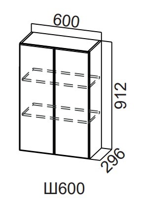 Распашной кухонный шкаф Модерн New, Ш600/912, МДФ в Первоуральске - изображение