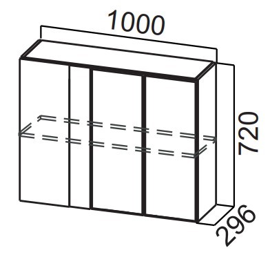 Шкаф навесной на кухню Стайл, Ш1000у/720, МДФ в Первоуральске - изображение