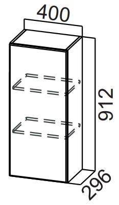 Навесной кухонный шкаф Стайл, Ш400/912, МДФ в Кушве - изображение