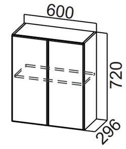 Навесной кухонный шкаф Стайл, Ш600/720, МДФ в Ревде