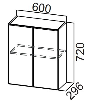 Навесной кухонный шкаф Стайл, Ш600/720, МДФ в Кушве - изображение