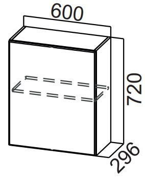 Шкаф кухонный Стайл, Ш600/720(1ств), МДФ в Краснотурьинске - изображение