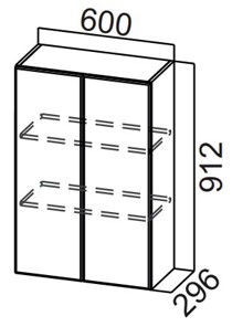 Навесной кухонный шкаф Стайл, Ш600/912, МДФ в Ирбите