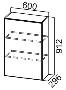 Распашной кухонный шкаф Стайл, Ш600/912(1ств), МДФ в Ирбите