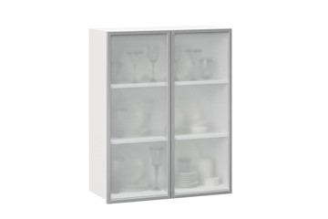 Шкаф кухонный высокий 800, Шервуд, со стеклом ЛД 281.461.000.129, белый/серый в Ирбите