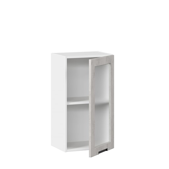 Шкаф на кухню 400 со стеклом Джамис ЛД 296.320.000.018, Белый/Белый камень в Екатеринбурге - изображение 1