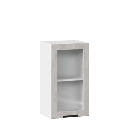 Шкаф на кухню 400 со стеклом Джамис ЛД 296.320.000.018, Белый/Белый камень в Екатеринбурге - изображение