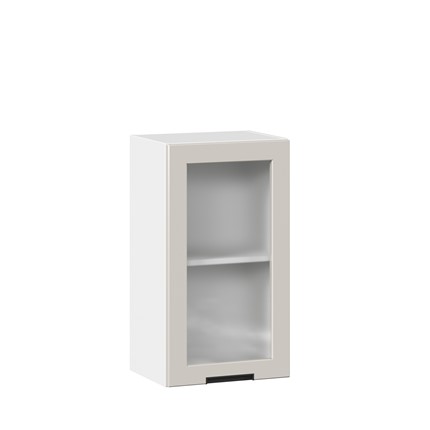 Кухонный навесной шкаф 400 со стеклом Джамис ЛД 296.320.000.102, Белый/Кашмир в Екатеринбурге - изображение