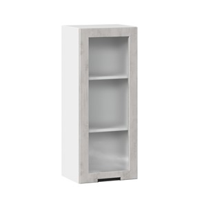 Шкаф на кухню 400 высокий со стеклом Джамис ЛД 296.420.000.026, Белый/Белый камень в Ревде