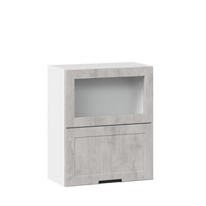 Кухонный навесной шкаф 600 горизонтальный с 2 складными дверями Джамис ЛД 296.970.000.041, Белый/Белый камень в Ревде