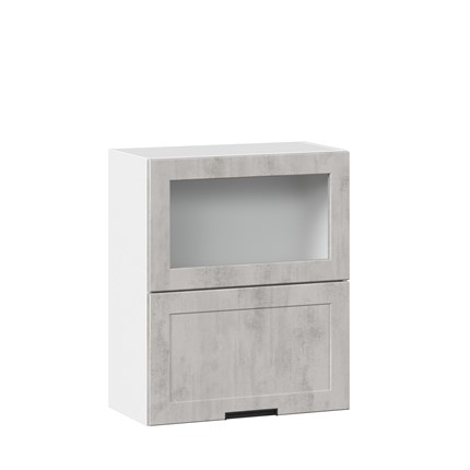 Кухонный навесной шкаф 600 горизонтальный с 2 складными дверями Джамис ЛД 296.970.000.041, Белый/Белый камень в Екатеринбурге - изображение