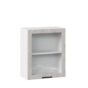Шкаф на кухню 600 со стеклом Джамис ЛД 296.350.000.021, Белый/Белый камень в Екатеринбурге