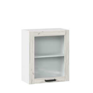 Кухонный шкаф 600 со стеклом Винченца ЛД 234.350.000.031, Белый/Дуб Крафт белый в Ревде