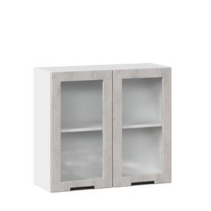 Навесной шкаф 800 со стеклом Джамис ЛД 296.360.000.023, Белый/Белый камень в Первоуральске
