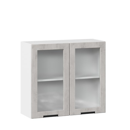 Навесной шкаф 800 со стеклом Джамис ЛД 296.360.000.023, Белый/Белый камень в Екатеринбурге - изображение
