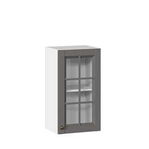 Кухонный шкаф Амели-3 400 со стеклом ЛД 299.320.000.024, Белый/Оникс серый в Кушве