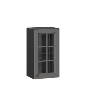 Кухонный шкаф Амели-3 400 со стеклом ЛД 299.320.000.026, Черный/Оникс серый в Богдановиче