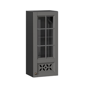 Шкаф на кухню Амели-3 400 высокий со стеклом ЛД 299.420.000.042, Черный/Оникс серый в Ревде