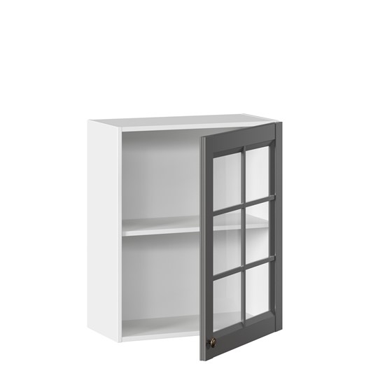 Кухонный шкаф Амели-3 600 со стеклом ЛД 299.350.000.030, Белый/Оникс серый в Екатеринбурге - изображение 1