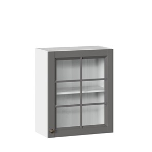 Кухонный шкаф Амели-3 600 со стеклом ЛД 299.350.000.030, Белый/Оникс серый в Первоуральске