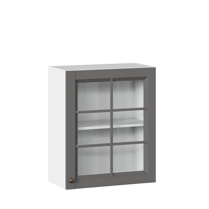 Кухонный шкаф Амели-3 600 со стеклом ЛД 299.350.000.030, Белый/Оникс серый в Екатеринбурге - изображение