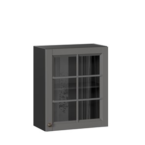 Навесной кухонный шкаф Амели-3 600 со стеклом ЛД 299.350.000.032, Черный/Оникс серый в Первоуральске