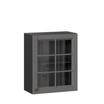 Навесной кухонный шкаф Амели-3 600 со стеклом ЛД 299.350.000.032, Черный/Оникс серый в Екатеринбурге - изображение