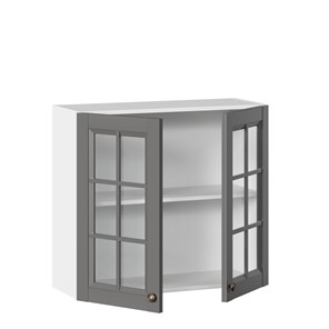 Кухонный шкаф Амели-3 800 со стеклом ЛД 299.360.000.034, Белый/Оникс серый в Екатеринбурге - предосмотр 1