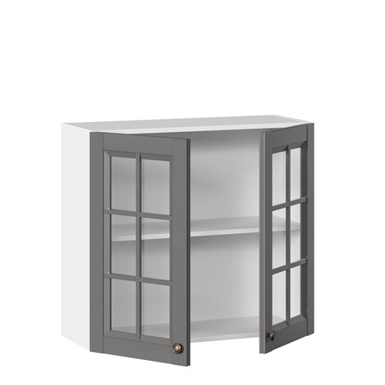 Кухонный шкаф Амели-3 800 со стеклом ЛД 299.360.000.034, Белый/Оникс серый в Екатеринбурге - изображение 1