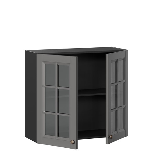 Кухонный шкаф Амели-3 800 со стеклом ЛД 299.360.000.036, Черный/Оникс серый в Екатеринбурге - изображение 1