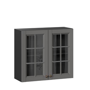 Кухонный шкаф Амели-3 800 со стеклом ЛД 299.360.000.036, Черный/Оникс серый в Екатеринбурге