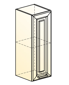 Навесной кухонный шкаф Атланта L200 H720 (1 дв. гл.) эмаль (белый/белый глянец патина золото) в Первоуральске - предосмотр 1