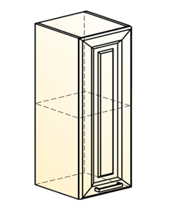 Кухонный навесной шкаф Атланта L300 Н720 (1 дв. гл.) эмаль (белый/белый глянец патина золото) в Екатеринбурге - предосмотр 1