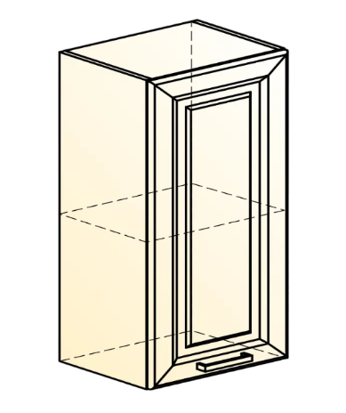 Кухонный шкаф Атланта L400 Н720 (1 дв. гл.) эмаль (белый/белый глянец патина золото) в Екатеринбурге - изображение 1