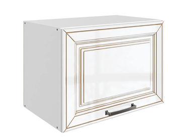 Кухонный шкаф Атланта L500 Н360 (1 дв. гл.) эмаль (белый/белый глянец патина золото) в Первоуральске