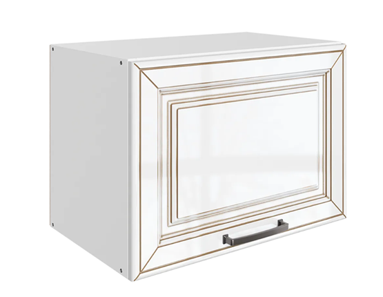 Кухонный шкаф Атланта L500 Н360 (1 дв. гл.) эмаль (белый/белый глянец патина золото) в Екатеринбурге - изображение