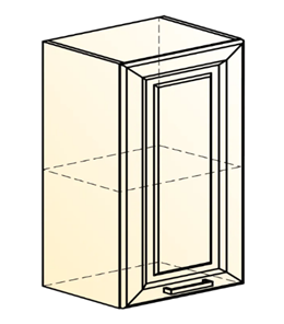 Навесной шкаф Атланта L500 Н720 (1 дв. гл.) эмаль (белый/белый глянец патина золото) в Ревде - предосмотр 1