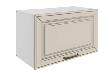 Кухонный навесной шкаф Атланта L600 Н360 (1 дв. гл.) эмаль (белый/сливки патина платина) в Екатеринбурге