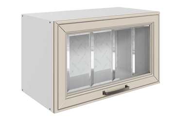 Кухонный шкаф Атланта L600 Н360 (1 дв. рам.) эмаль (белый/сливки патина платина) в Первоуральске