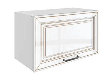 Шкаф кухонный Атланта L600 Н360 (1 дв. гл.) эмаль (белый/белый глянец патина золото) в Ирбите