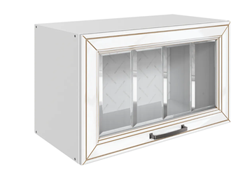 Шкаф на кухню Атланта L600 Н360 (1 дв. рам.) эмаль (белый/белый глянец патина золото) в Новоуральске